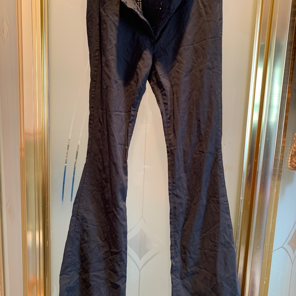 PANTS BLACK EXPRESS DESIGN POCKETS ZIP FRONT RETRO STYLE SIZE 6